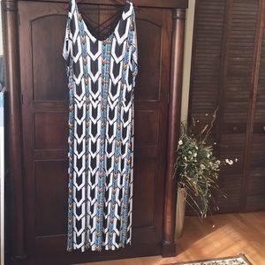 Strappy back tribal print maxi dress